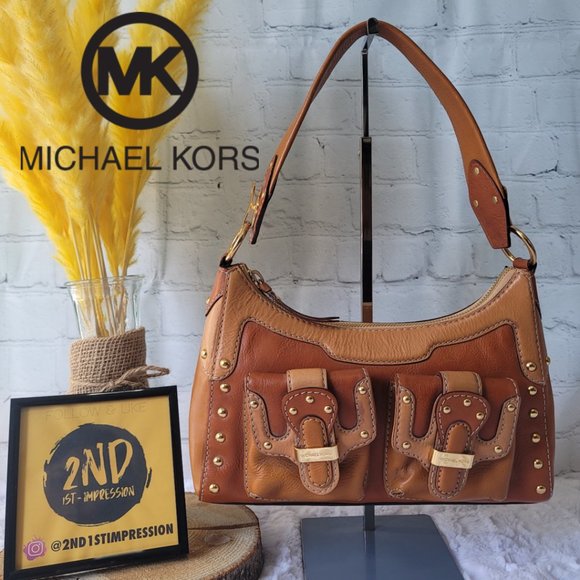 Michael Kors Y2K Double Tone Brown Leather Shoulder Bag - Picture 1 of 16